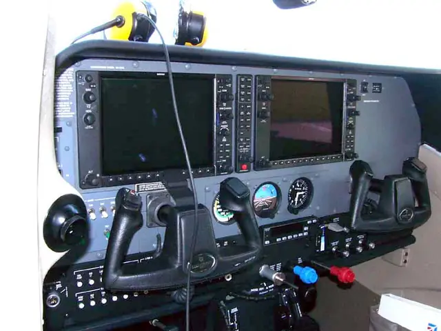 The instrument panel of a Cessna 206H Stationair fitted with a Garmin G1000 glass cockpit.