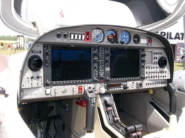 The glass instrument panel of a Diamond DA42 Twin Star piston twin, including its engine displays.